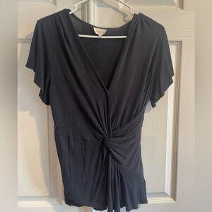 Deletta by Anthropologie Black Wrap Top